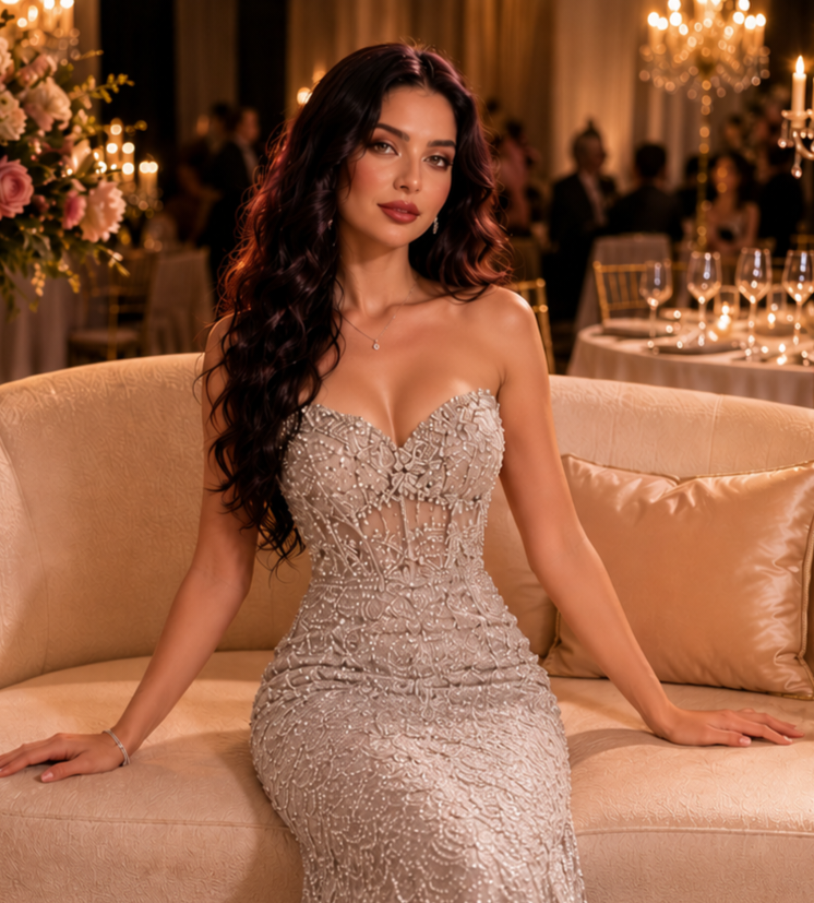 Luxury Silver beaded mermaid