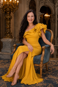 Mustard one sleeve with beaded detail
