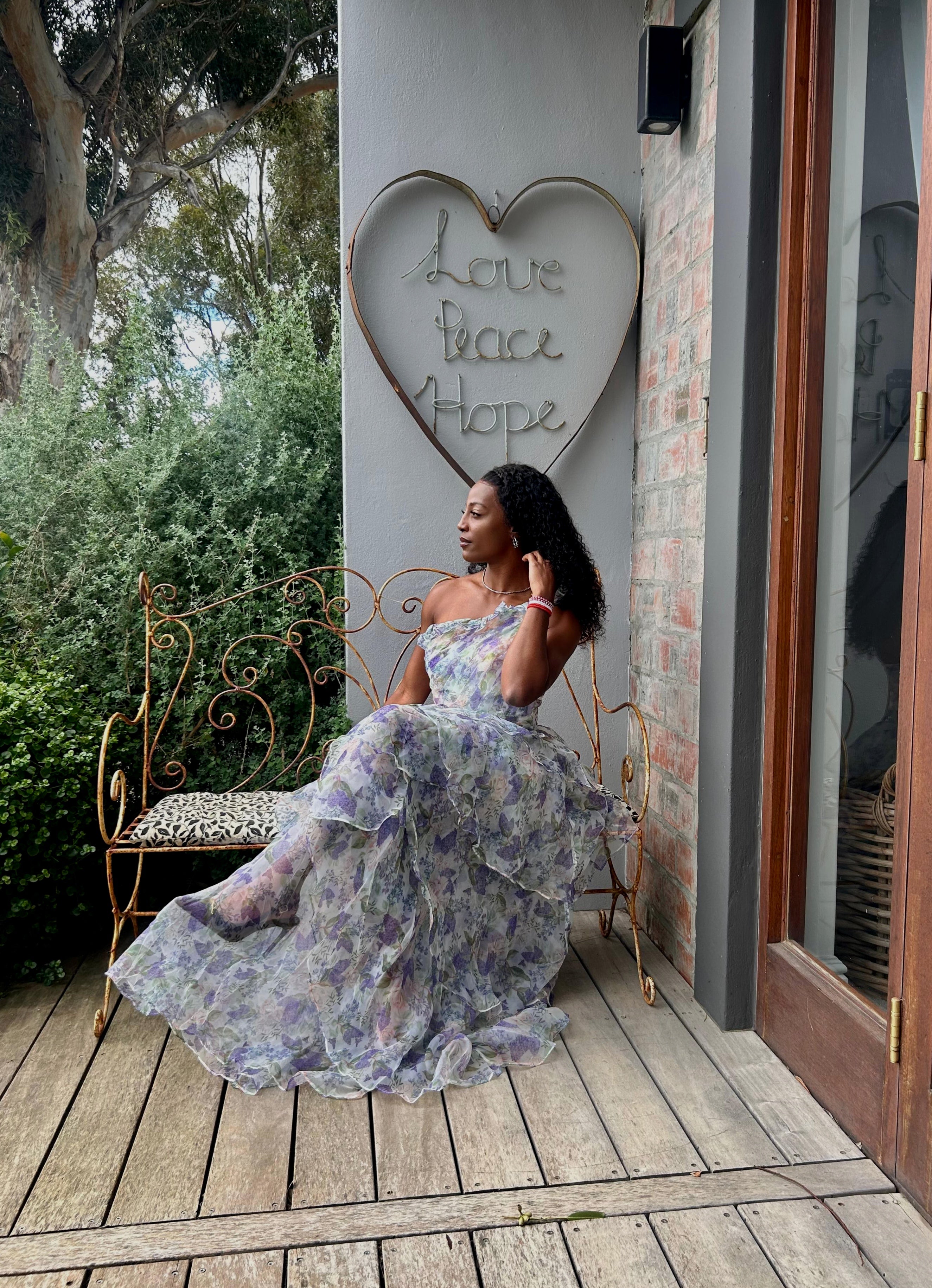 Floral One-Shoulder Layered Dress