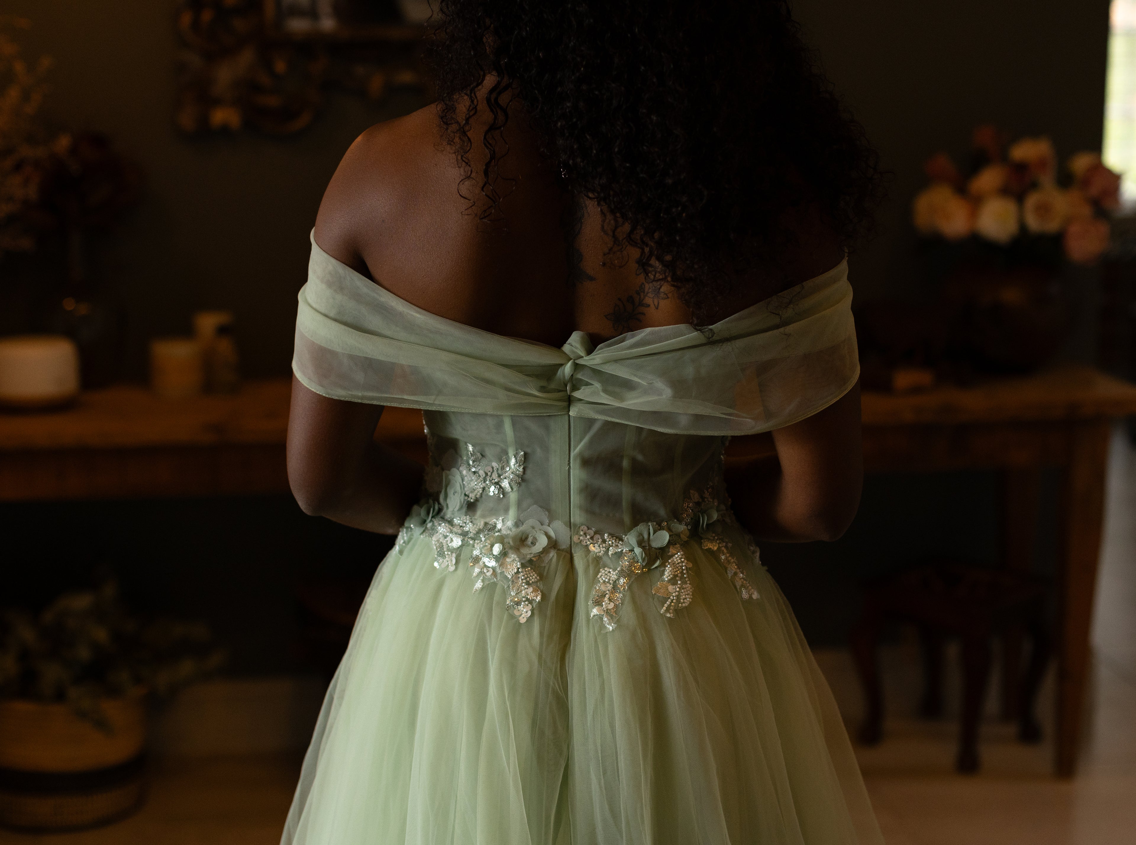 Lime A Line Floral Bodice