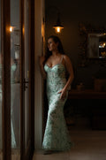 Mint Floral Slim Fit with Spaghetti Straps