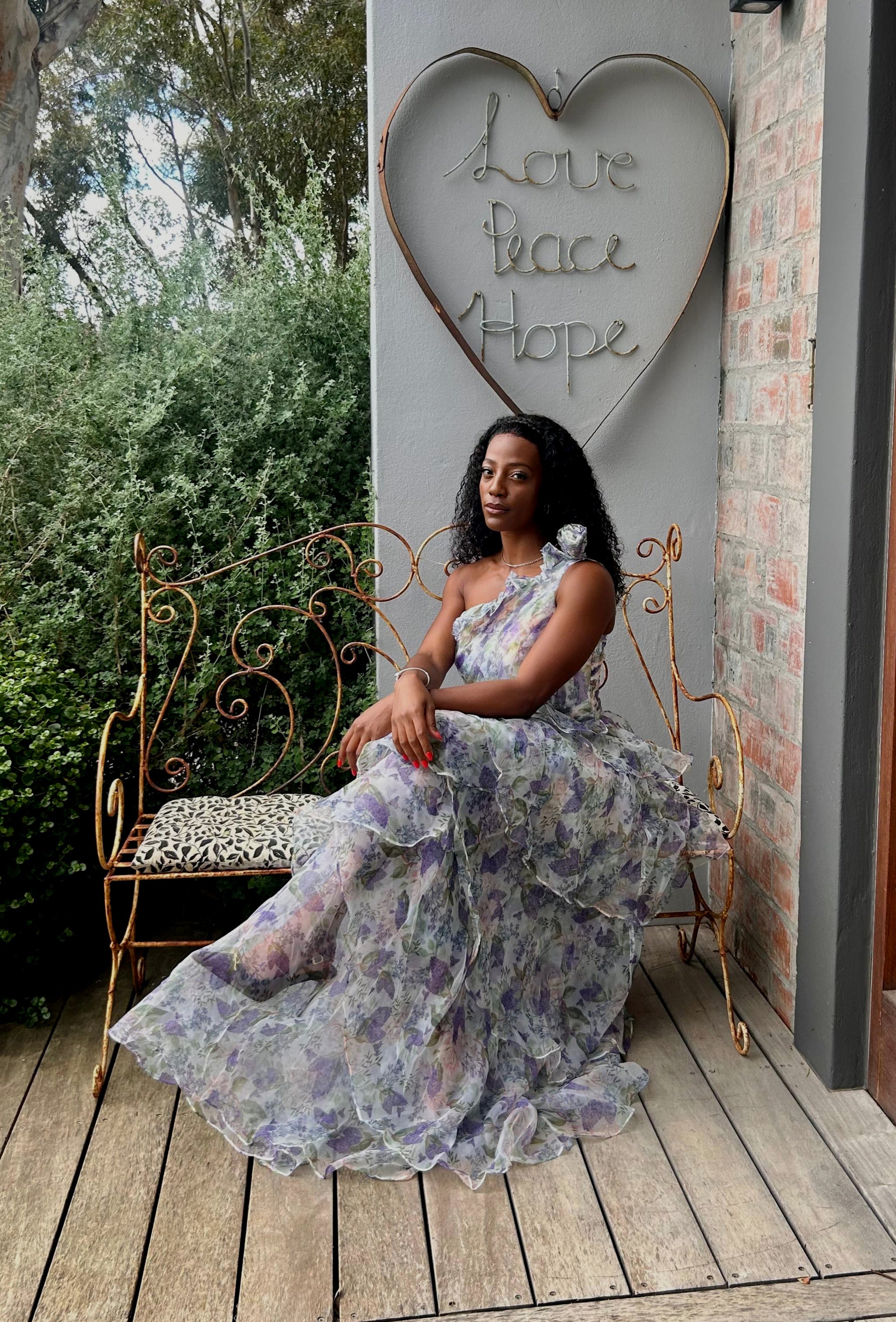 Floral One-Shoulder Layered Dress