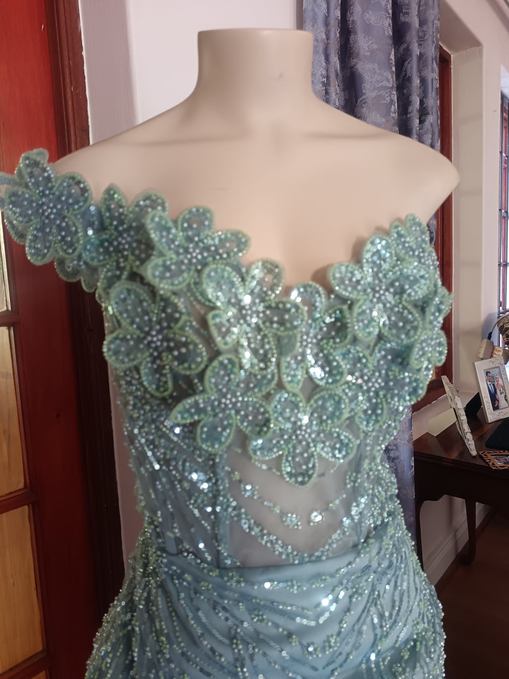 Luxury Mint beaded slim fit
