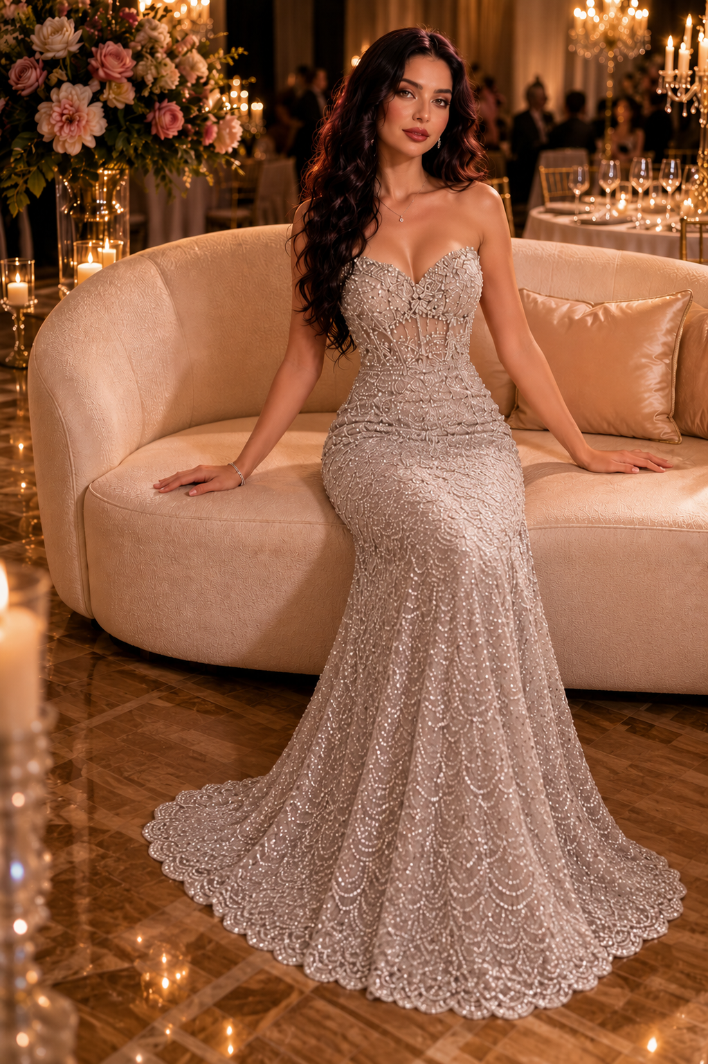 Luxury Silver beaded mermaid