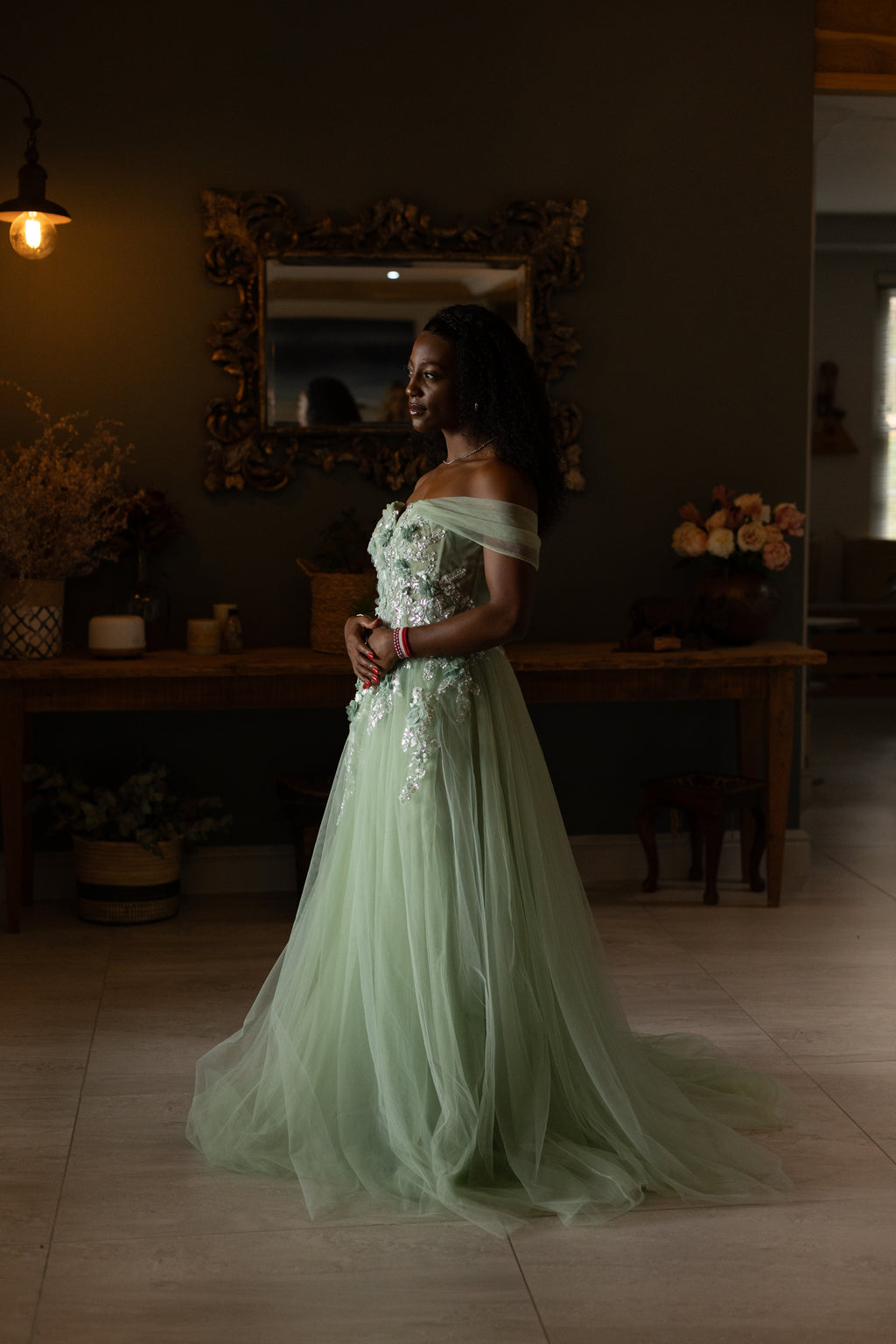 Lime A Line Floral Bodice