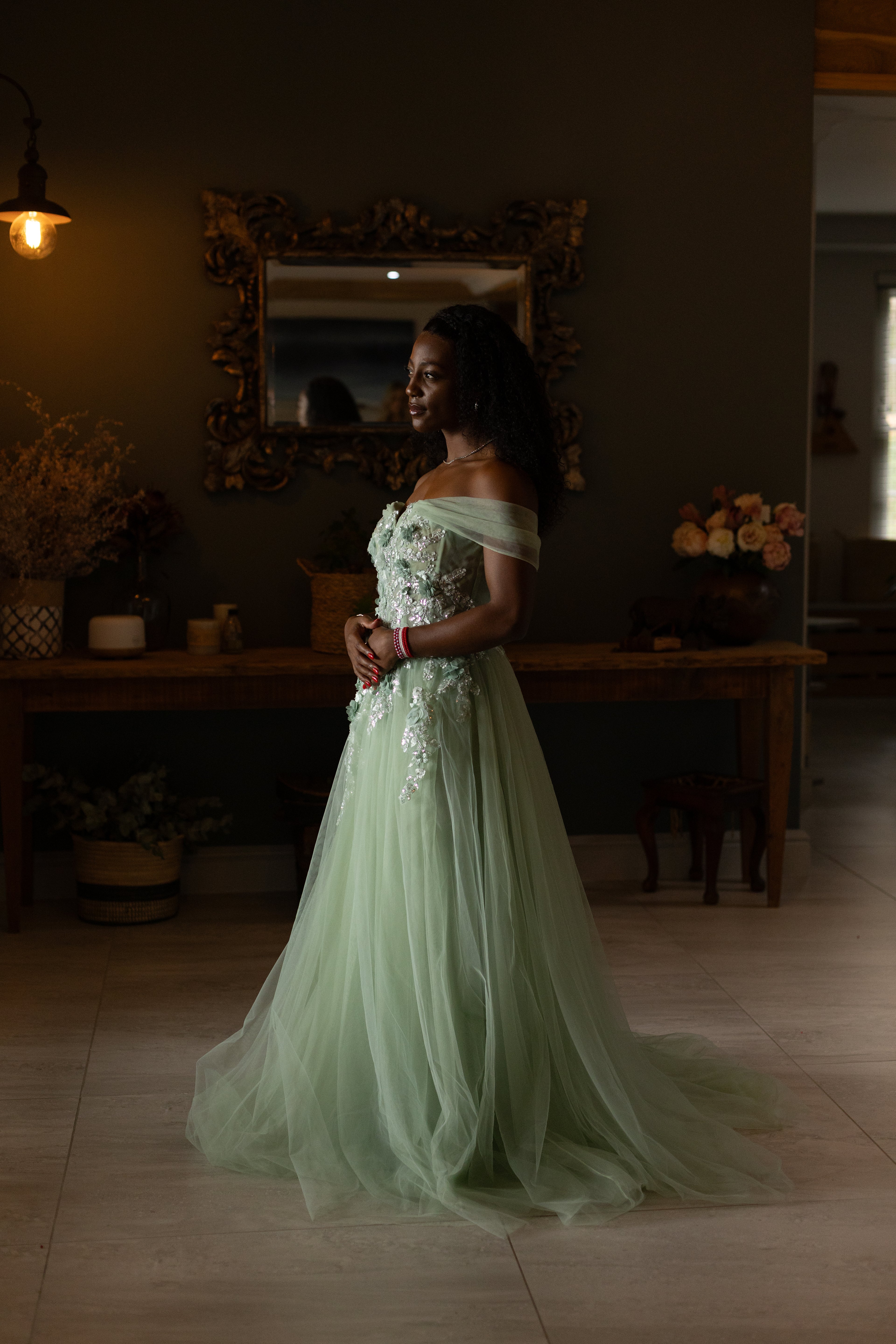 Lime A Line Floral Bodice