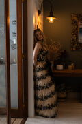 Black Lace Layered Dress With Slit